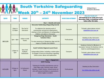 Safeguarding Awareness Week Timetable 2023 P1