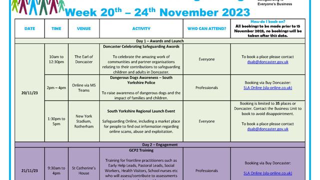 Safeguarding Awareness Week Timetable 2023 P1