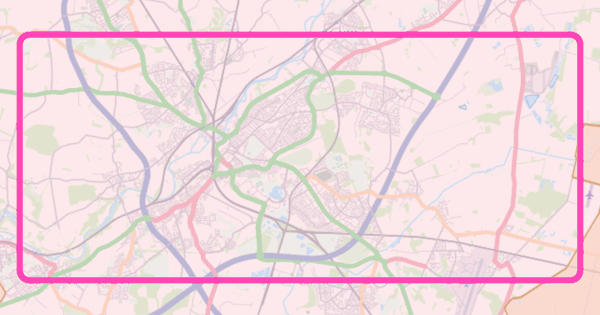 Light Pink map of central Donaster